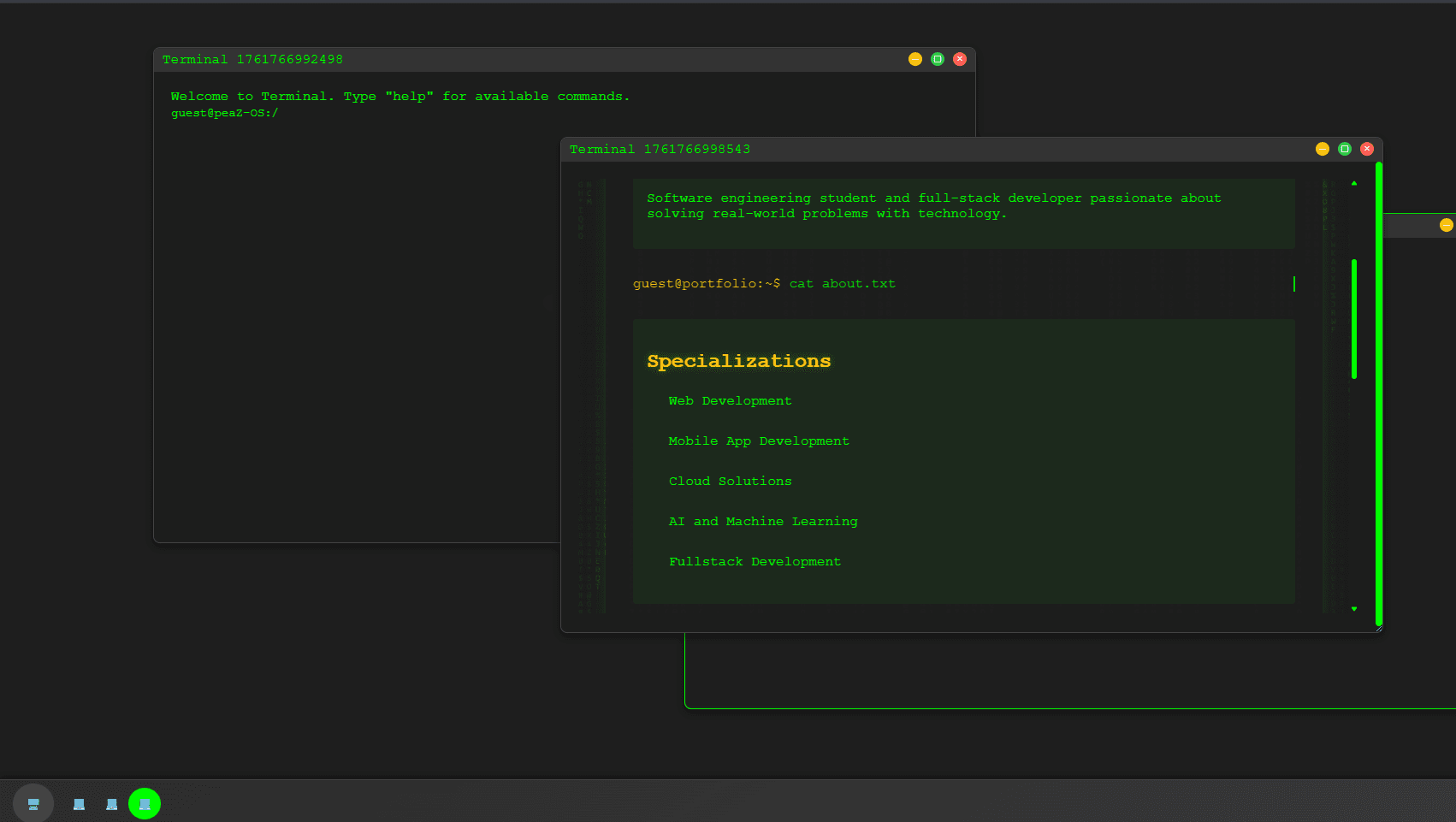 peaZ‑OS – Web‑Based Desktop & Terminal (Next.js)